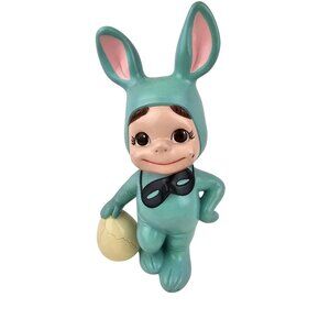 Vintage Bunny-Inspired Ceramic Figurine W/ Mask & Ball Tail Atlantic Mold Cute
